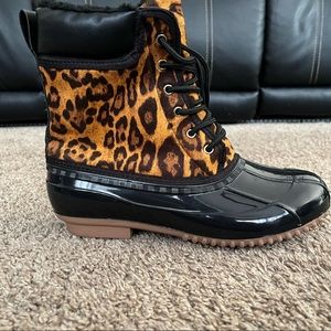 Women’s Leopard print rain boots size 8